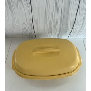 Tupperware Vintage Harvest Gold Microwave 3 Piece Rice Vegetable Steamer